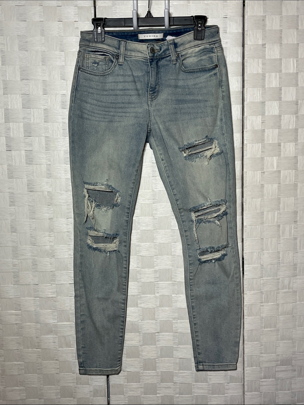 Zara Light Grey-Blue Ripped Skinny Jeans